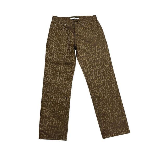 GIVENCHY RUNWAY BROWN STARS ALLOVER‎ LOGO PRINT TROUSER Size 42 Missing Tag - Picture 1 of 10